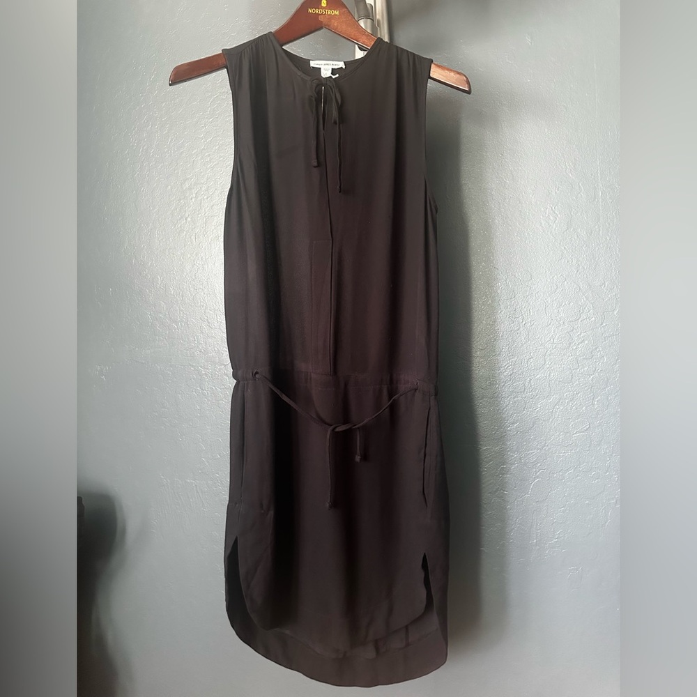 James Perse Black Mini Dress high/low pockets drawstring